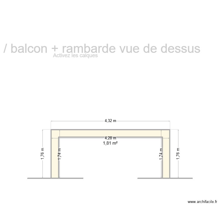 C/P 45555. Plan de 1 pièce et 2 m2