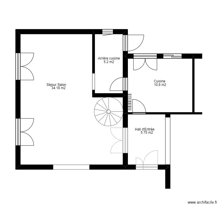 GRAND CUISINE Dossier. Plan de 4 pièces et 57 m2