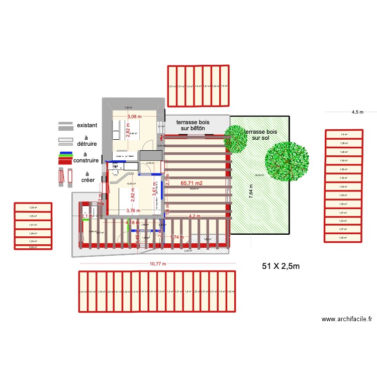a casuccia 5ème structure bois 2 chambres. Plan de 60 pièces et 178 m2