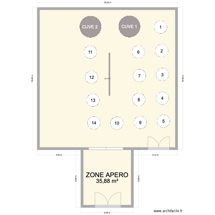 CAVE RECEPTION MONTNER. Plan de 2 pièces et 287 m2