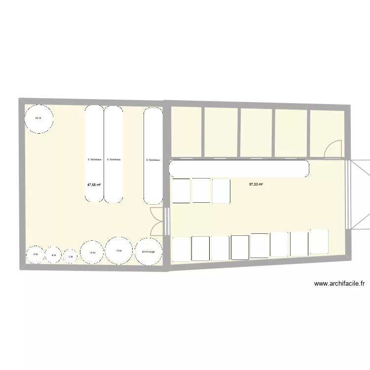 Cuvage. Plan de 2  et 105 m²