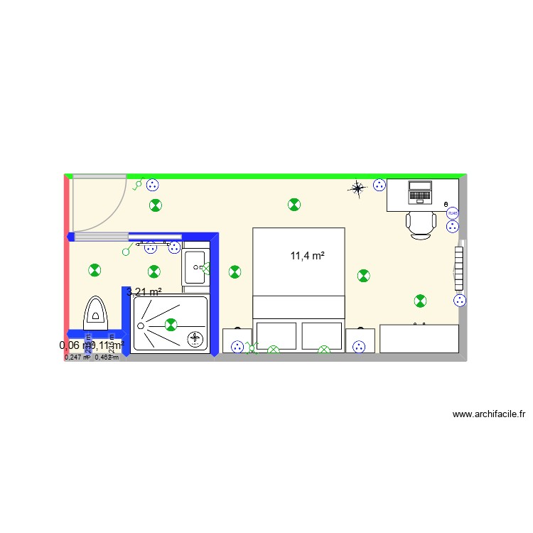 Chambre ex Flora V2 Final pour chiffrage. Plan de 0 pièce et 0 m2