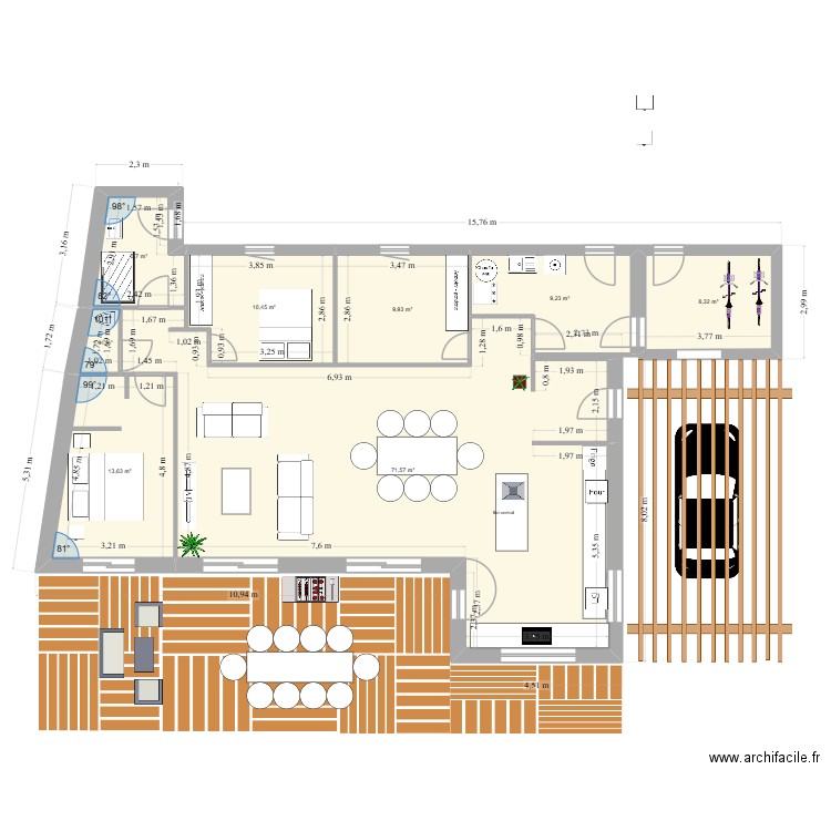 Brech Christian 19-10. Plan de 8 pièces et 130 m2