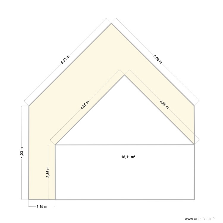 coupe sur Garage. Plan de 1 pièce et 18 m2