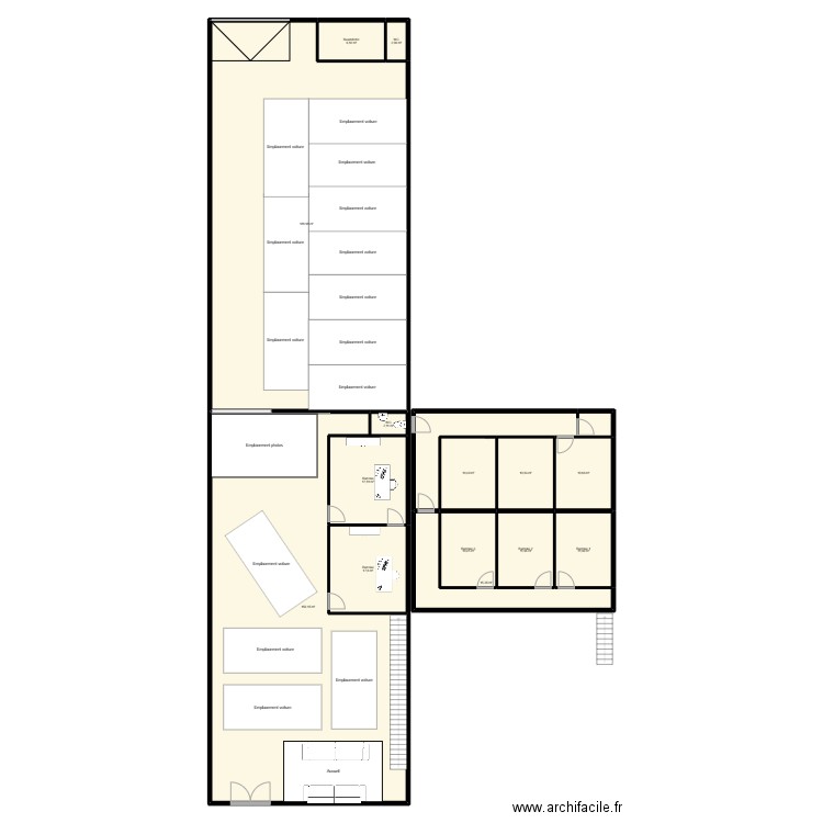 Local Garage. Plan de 15 pièces et 491 m2