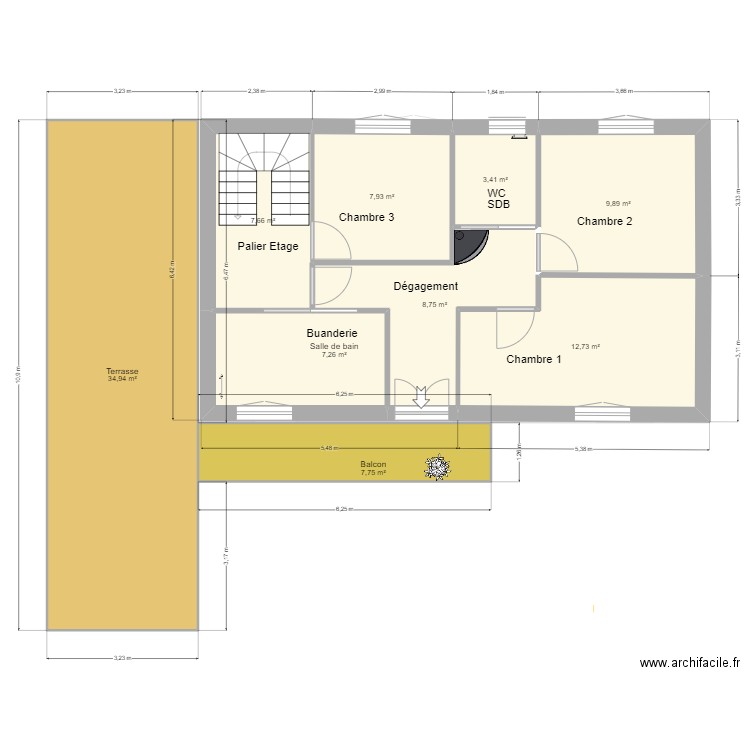 projet V4 sans meubles. Plan de 15 pièces et 159 m2