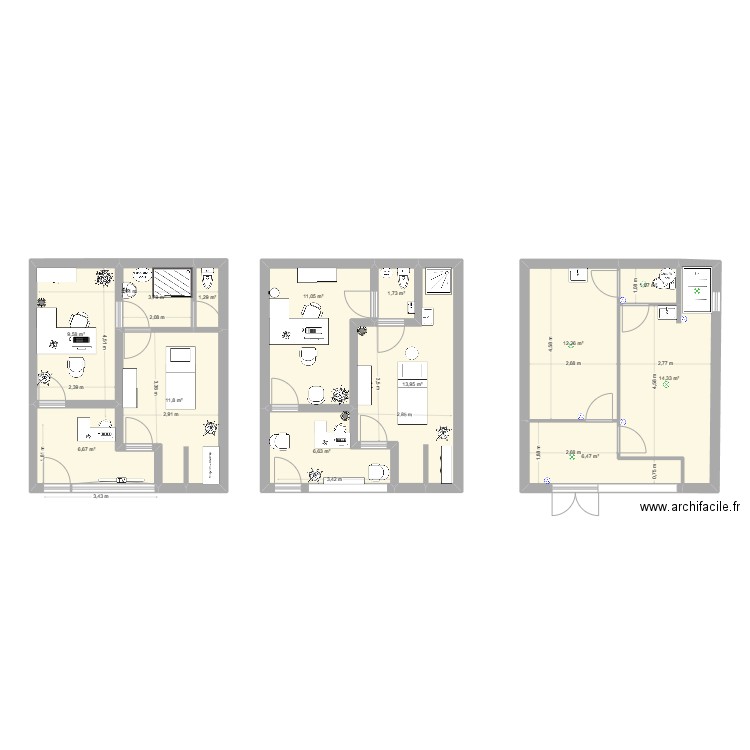 Delomenede. Plan de 13 pièces et 101 m2