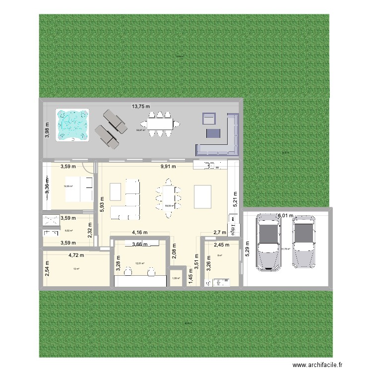 Plan avec garage. Plan de 9 pièces et 198 m2