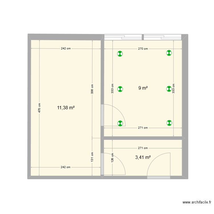 terasse 4. Plan de 3 pièces et 24 m2
