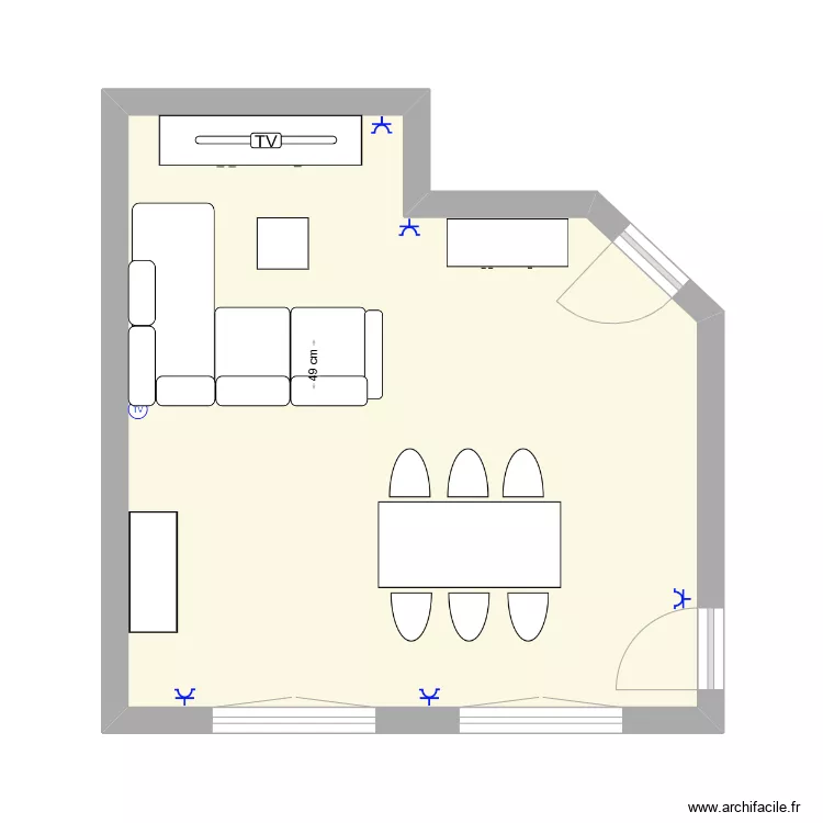 salon H&eacute;l&egrave;ne . Plan de 