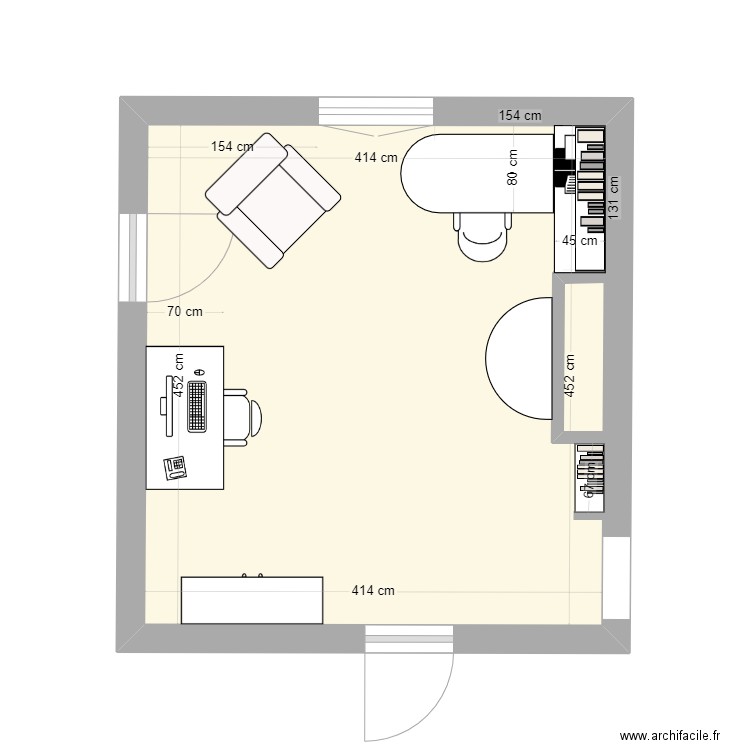 bureau maison 6. Plan de 1 pièce et 19 m2