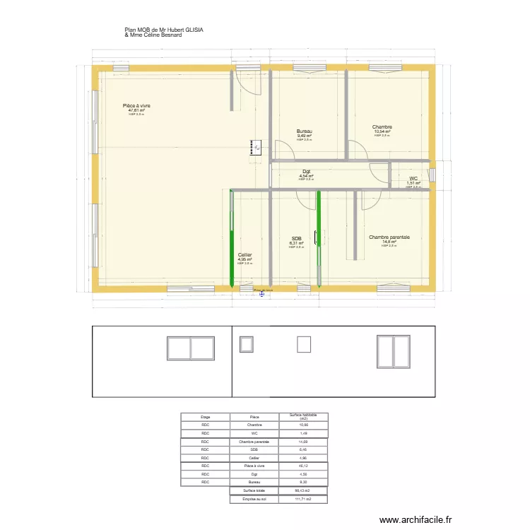 plan int&eacute;rieur nu. Plan de 
