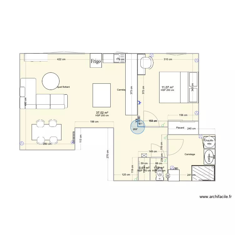 Appart Julien - Post travaux sans meuble cuisine. Plan de Appart Julien - Post travaux sans meuble cuisine. Plan de