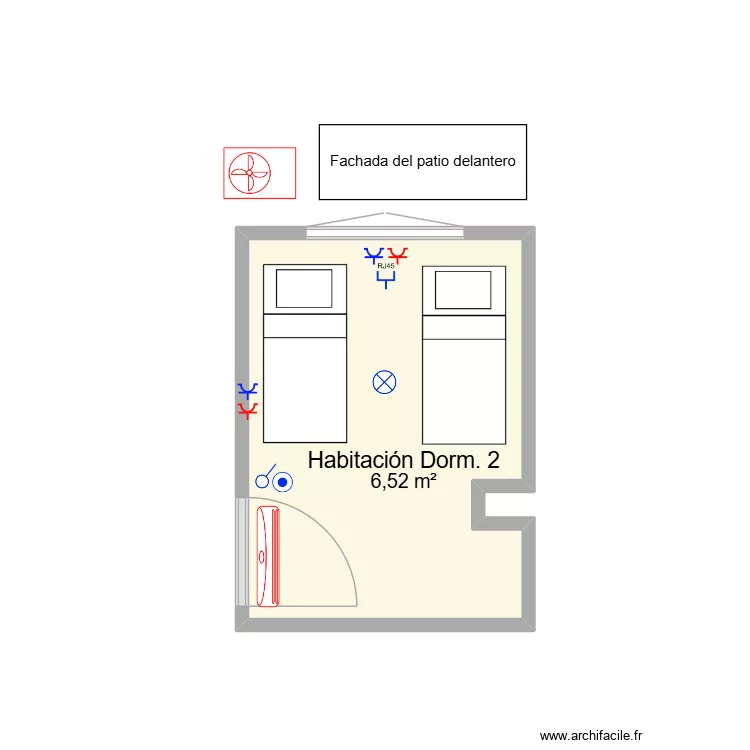 Chambre 2. Plan de 1  et 7 m²