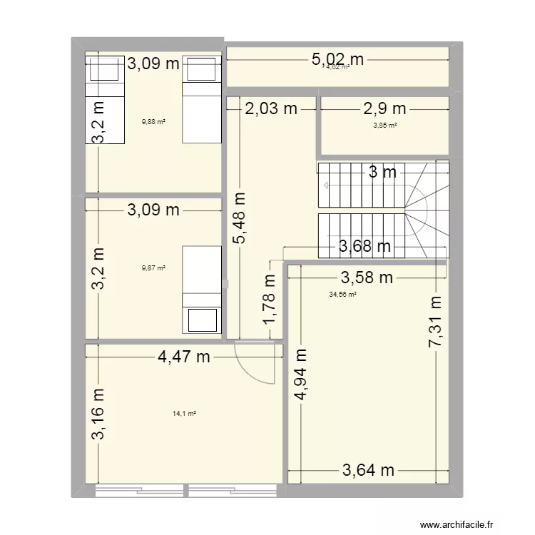 sahraoui. Plan de 6  et 77 m²