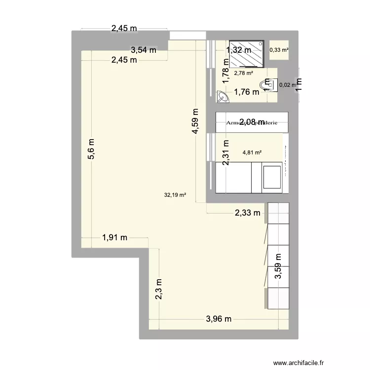 Pornichet V0. Plan de 5 et 40 m² Pornichet V0. Plan de 5 et 40 m²