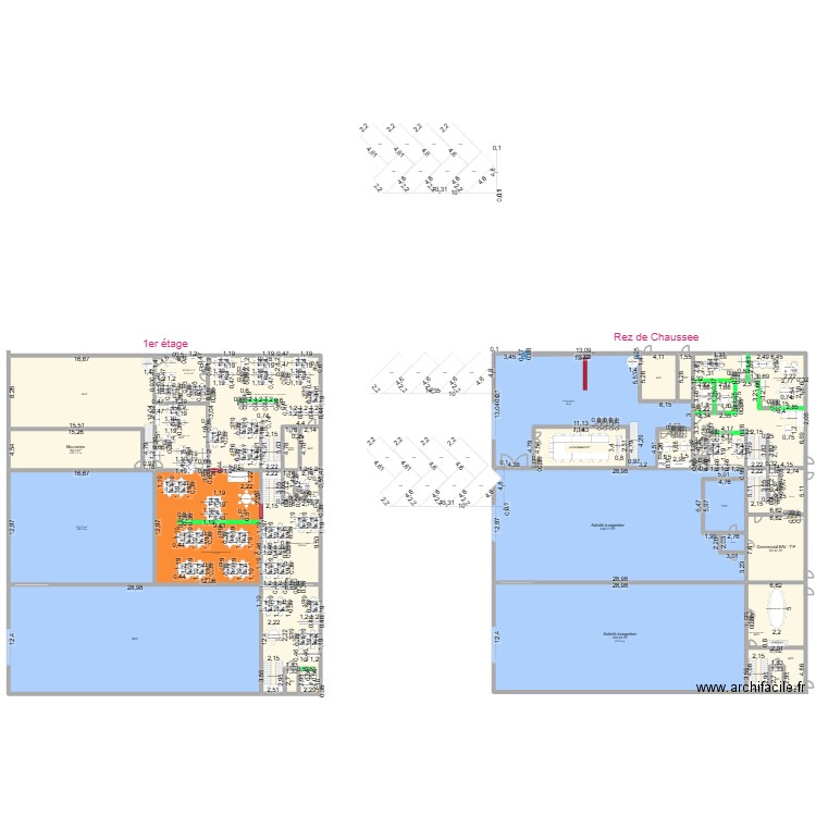 Bureaux Orona REZ v2.122. Plan de 40 pièces et 2675 m2