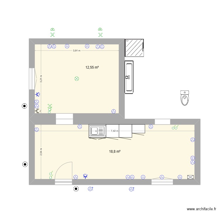 Spéracèdes. Plan de 2 pièces et 31 m2