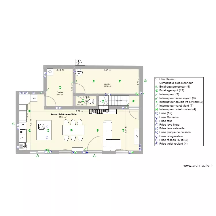 Maison. Plan de 5  et 57 m²