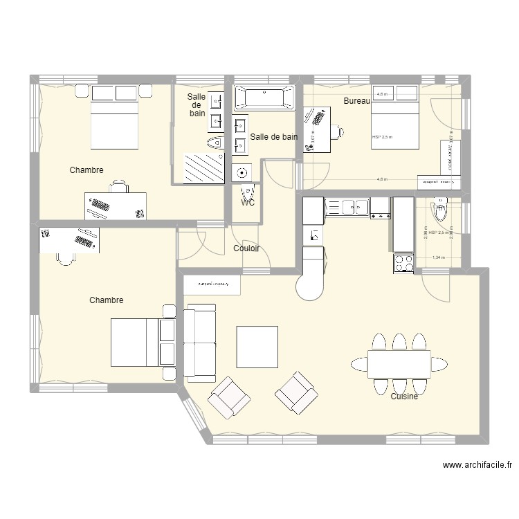 Maison pointe . Plan de 7 pièces et 114 m2