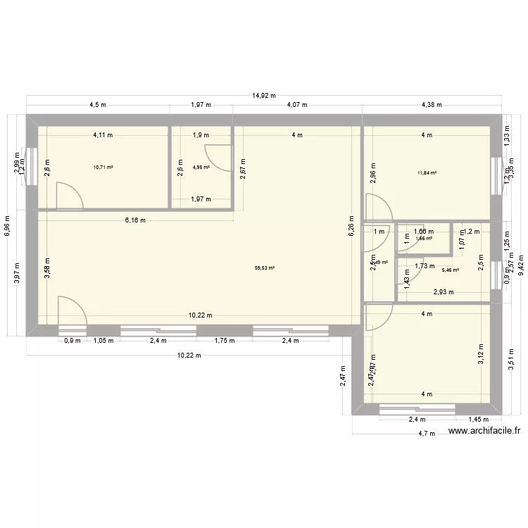 Roro et Benja. Plan de 7  et 97 m²