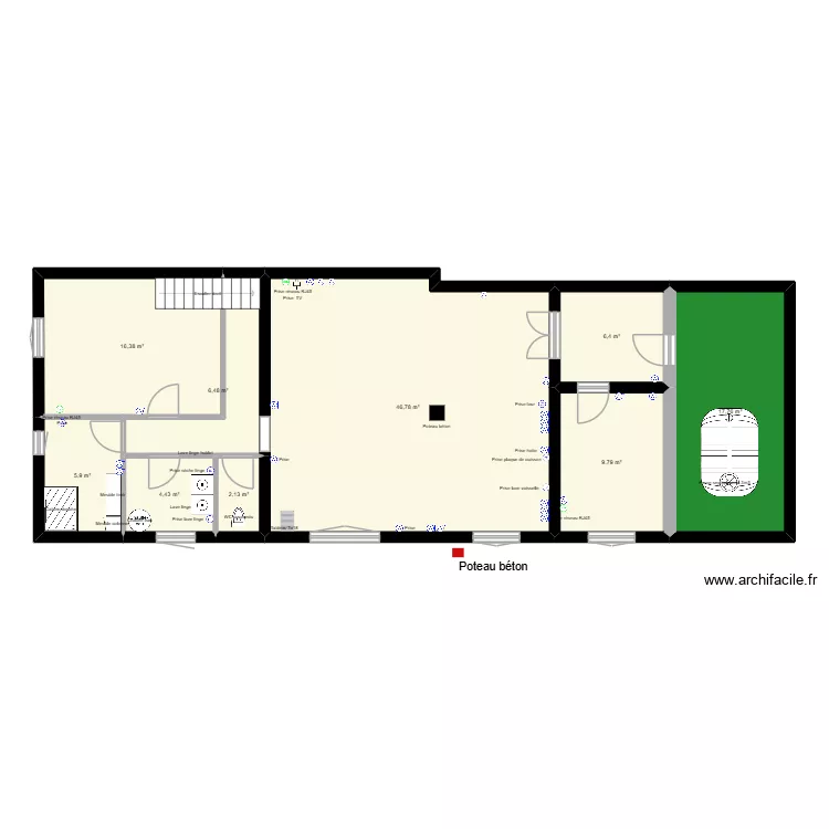 PLAIGNE electrique. Plan de 9  et 116 m²