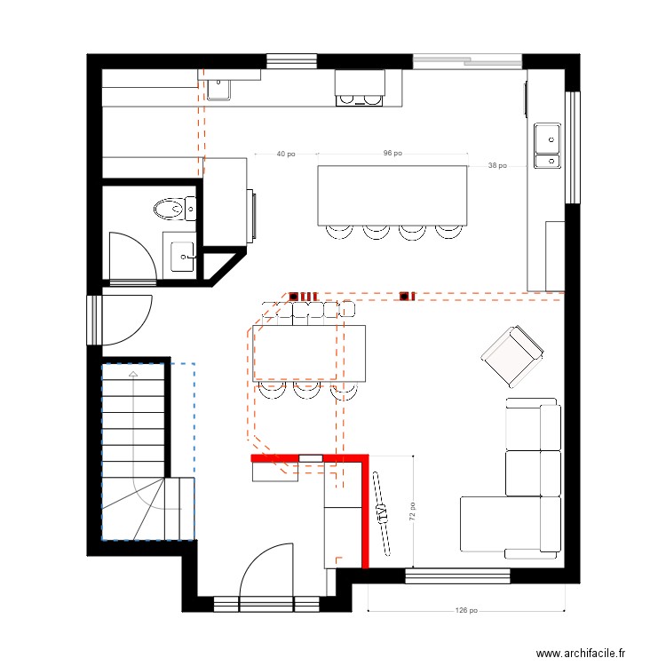 Karine Bertrand 2.0. Plan de 3 pièces et 60 m2