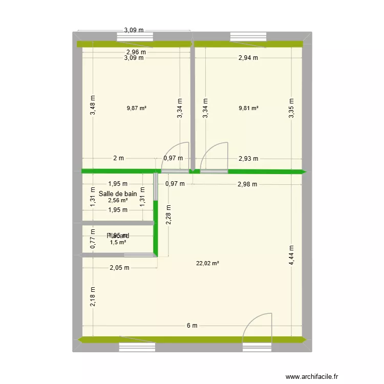 appartement maziere apres. Plan de 7  et 46 m²