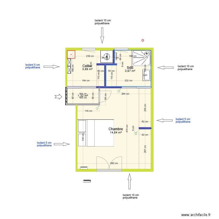 Chambre v6 101223. Plan de 4 pièces et 24 m2