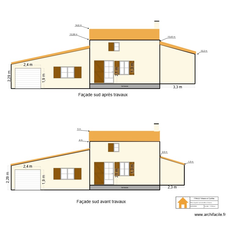 Plan facades sud 2. Plan de 0 pièce et 0 m2