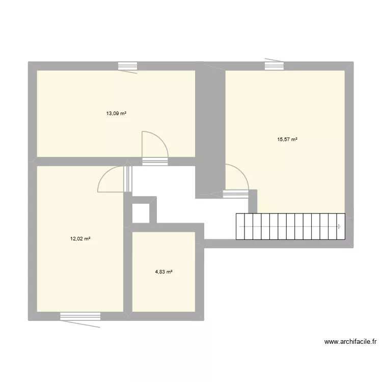 Etage actuel. Plan de 4 pièces et 46 m²