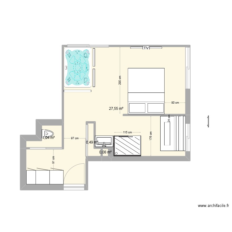 suite luxe 3. Plan de 4 pièces et 29 m2