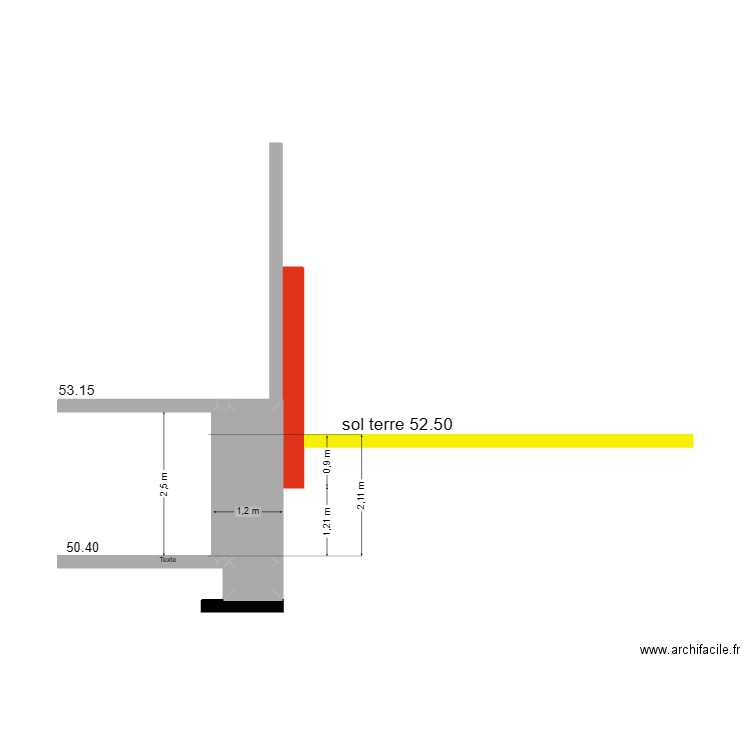 coupe fondation sebastopol limite separative. Plan de 3 pièces et 2 m2
