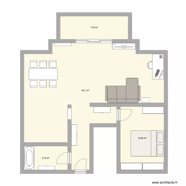 appart pully. Plan de 4 Pièces et 82 m²