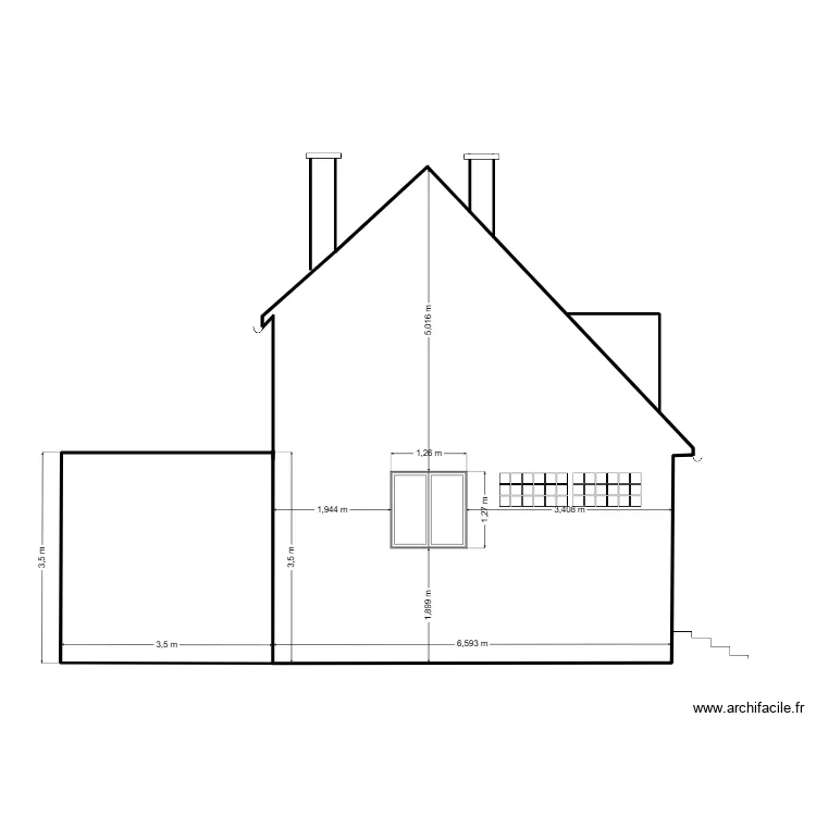 Pignon gauche &eacute;tat futur mairie. Plan de 