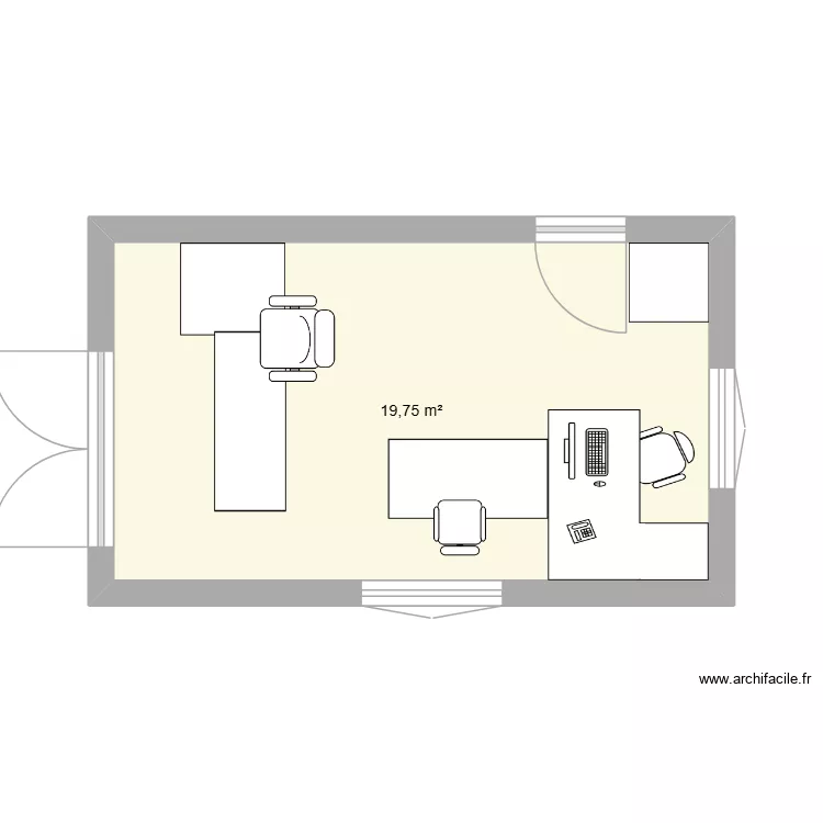 bureau. Plan de 1  et 20 m²