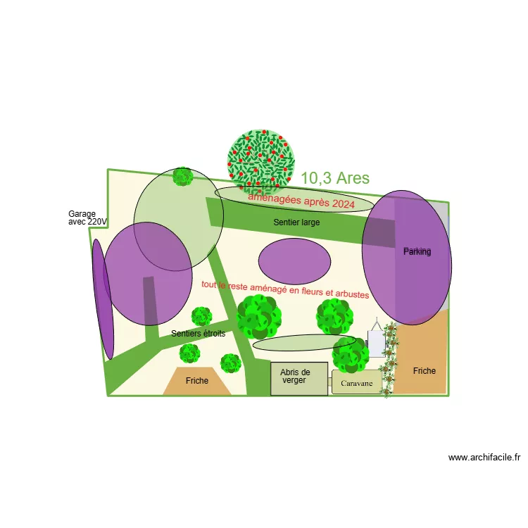 Verger am&eacute;nagement apr&egrave;s 2024. Plan de 