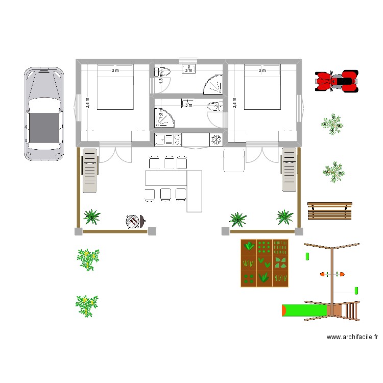 test6. Plan de 4 pièces et 28 m2