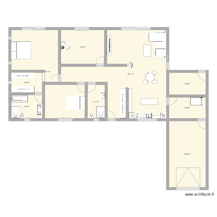 maison 2. Plan de 9 pièces et 172 m2
