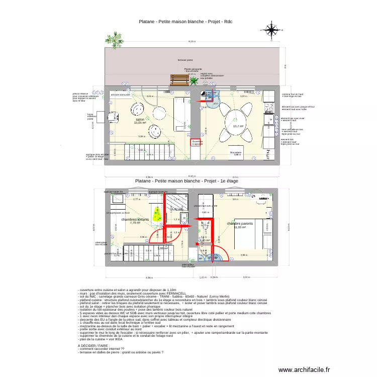 Platane Maison blanche projet v2025 v3. Plan de 8  et 56 m²