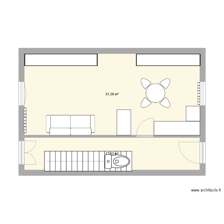 Céline. Plan de 2 pièces et 44 m2