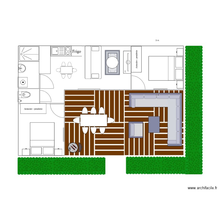 gites. Plan de 5 pièces et 33 m2