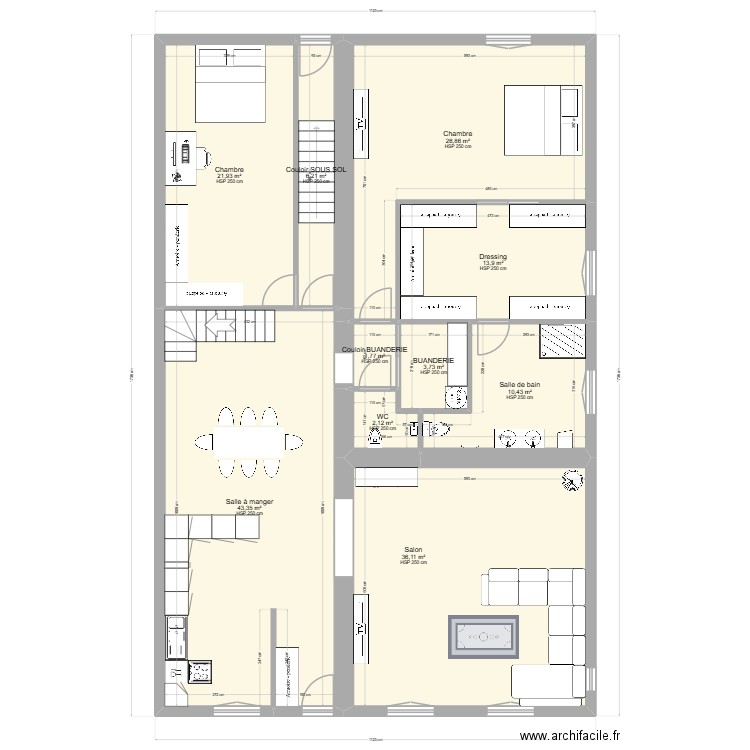plan eva aménagement du 06 01 2026. Plan de 10 pièces et 166 m2