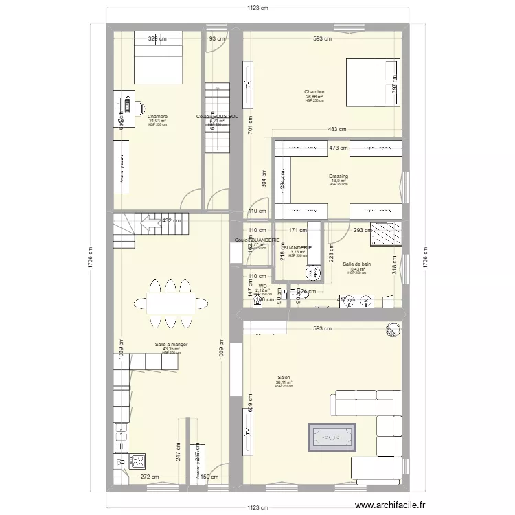 plan eva am&eacute;nagement du 06 01 2026. Plan de 10  et 166 m²