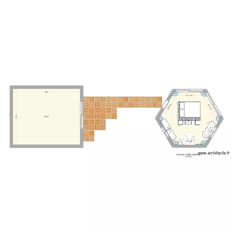 R&ecirc;ve. Plan de 2  et 49 m²