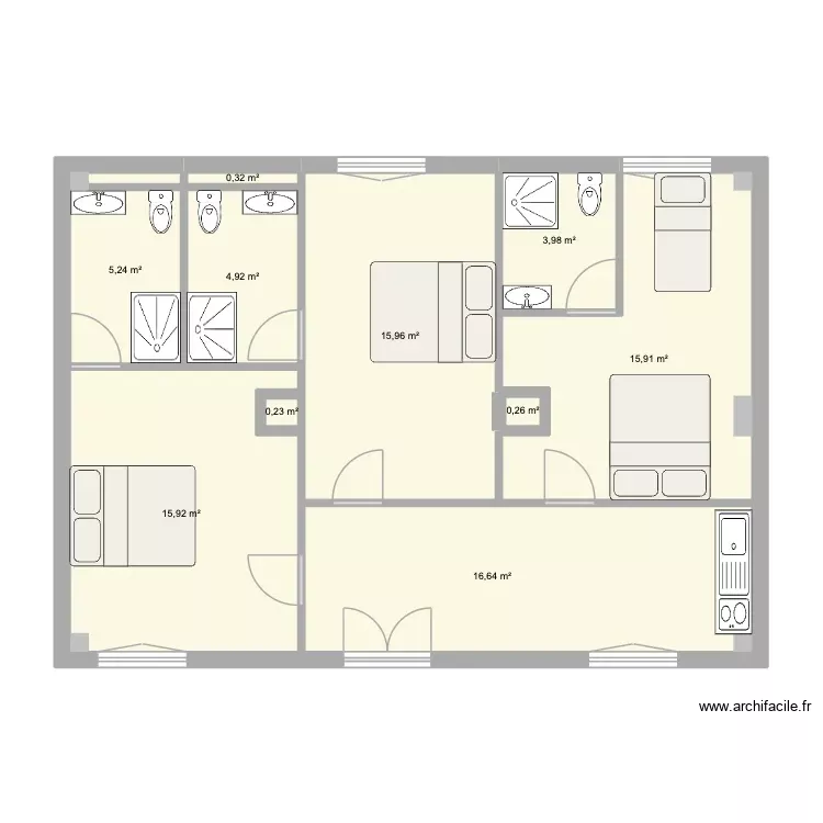 SALLE GARDE V4. Plan de 10 Pièces et 79 m²