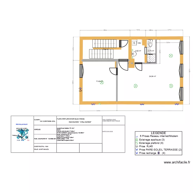 CHEZ ADRIEN PLAN etage 2. Plan de 5 et 48 m² CHEZ ADRIEN PLAN etage 2. Plan de 5 et 48 m²