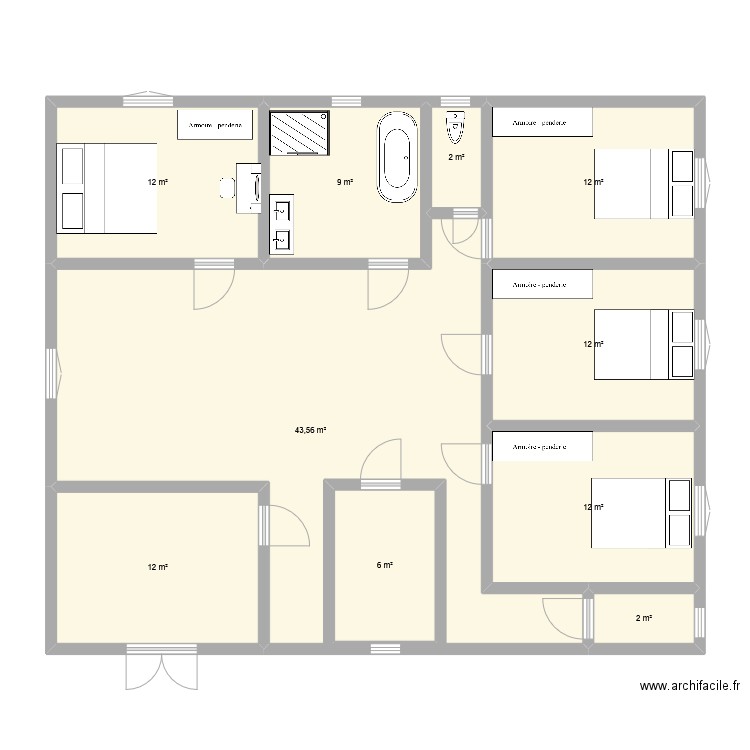 joiksh maison. Plan de 10 pièces et 131 m2