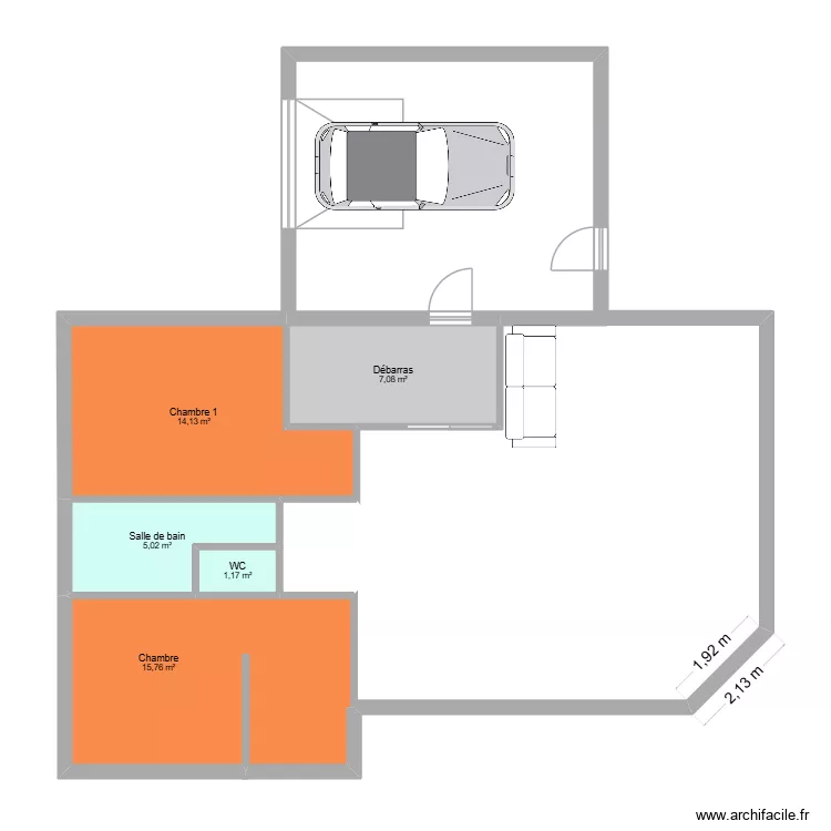 MAISON HENNECOURT 2. Plan de 5  et 43 m²