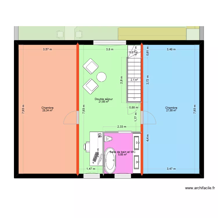 V2.02 avec meubles. Plan de V2.02 avec meubles. Plan de
